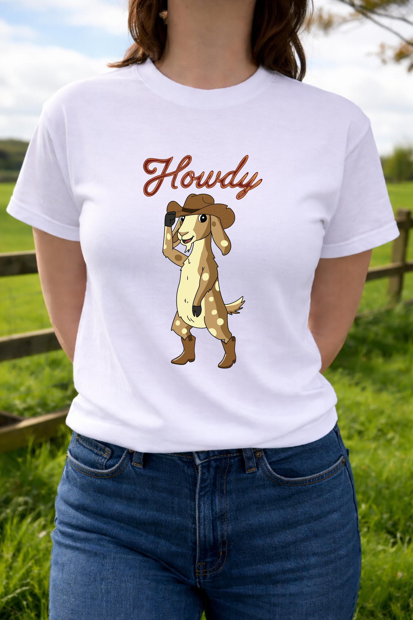 'Howdy' funny anglo nubian western style goat tees